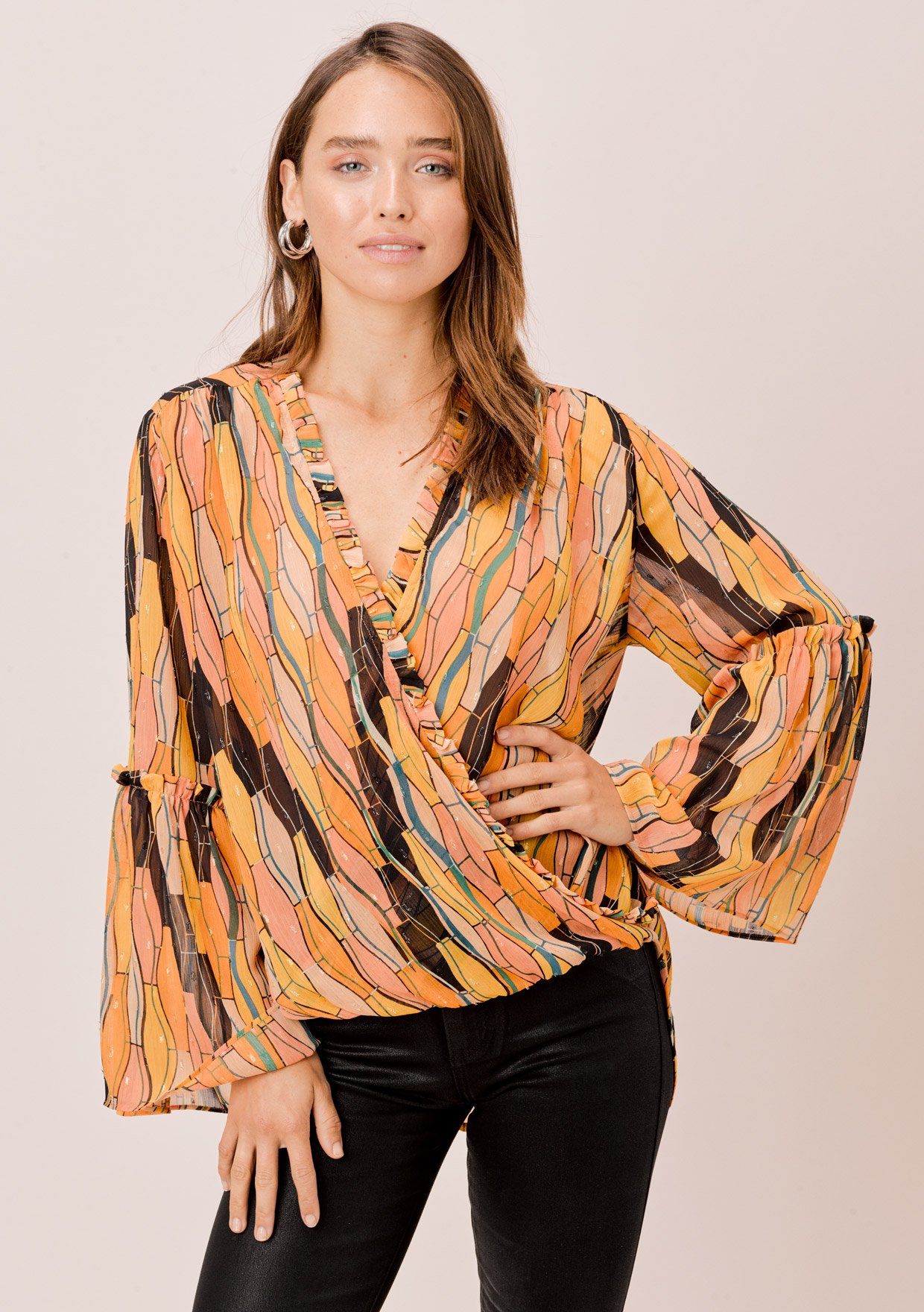 Della Retro Bell Sleeve Top