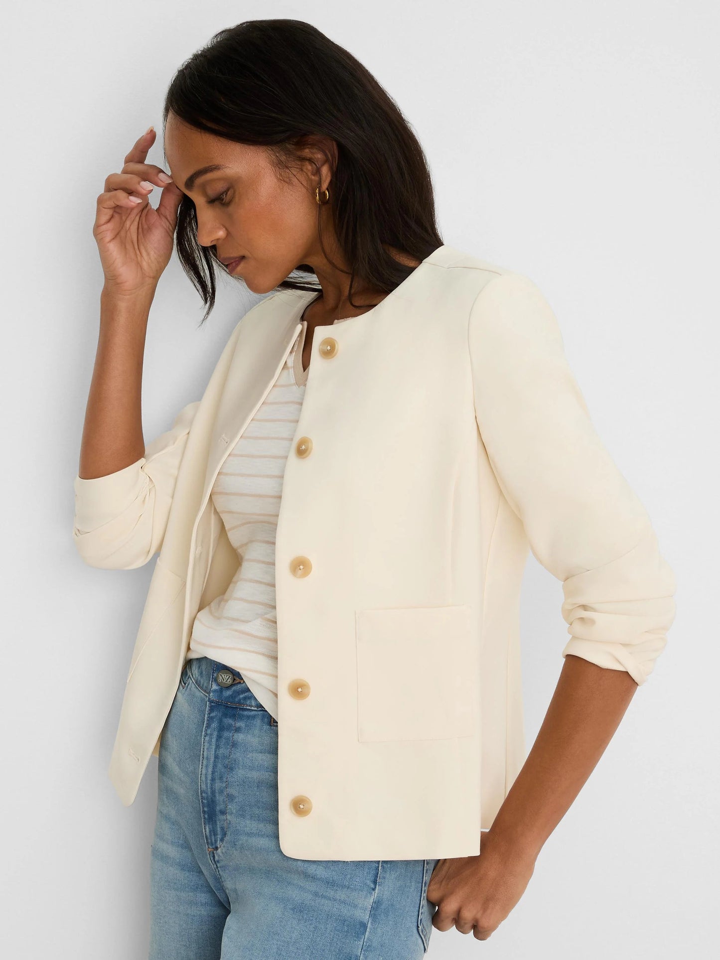 Collarless Sleek Stretch Jacket