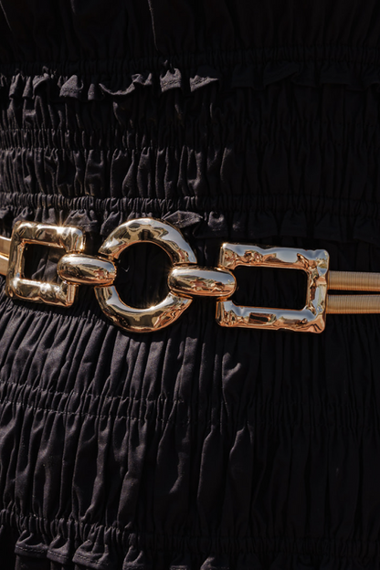 Pennylane Geometric Link Metal Stretch Belt Gold