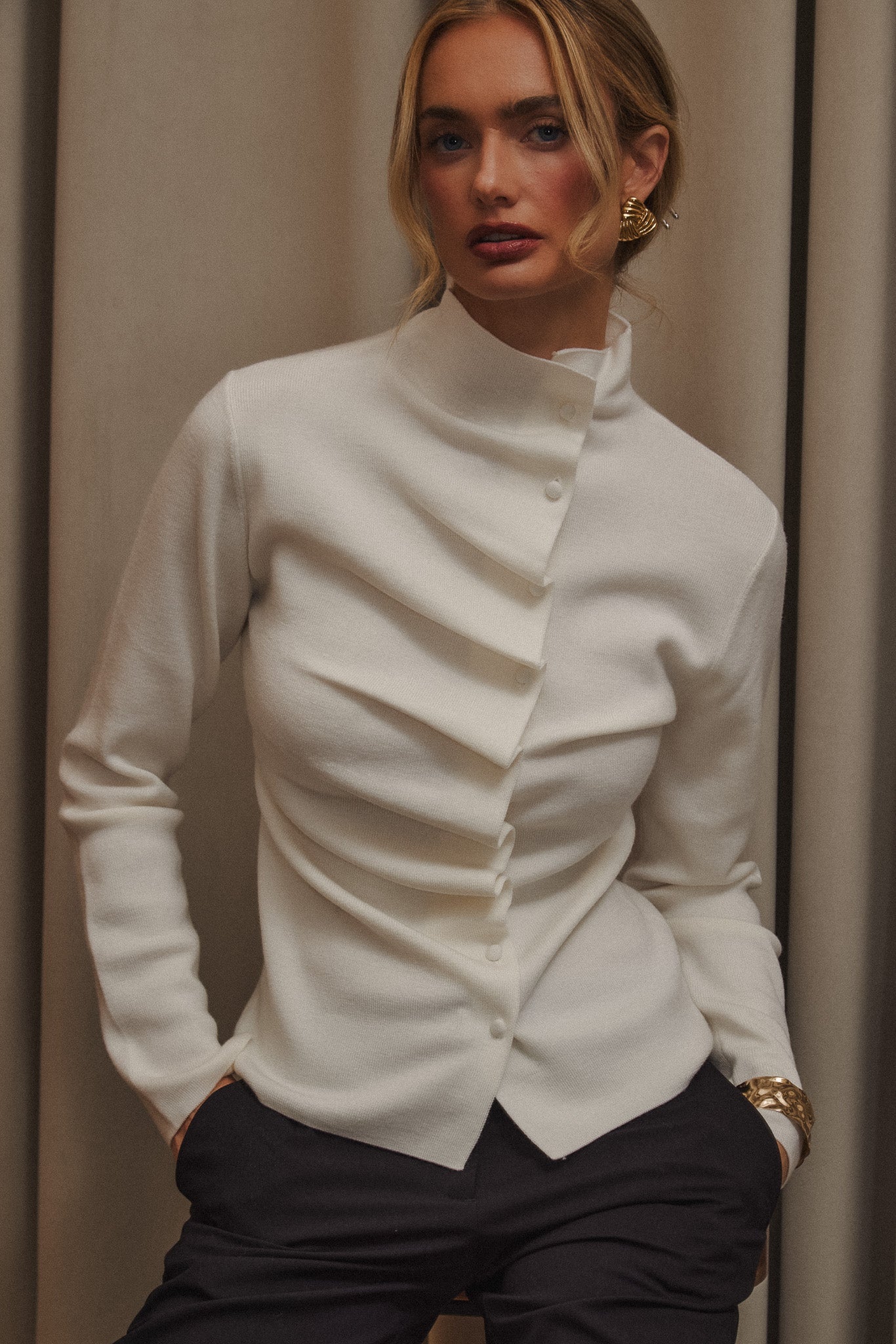 Wool Pleated Top