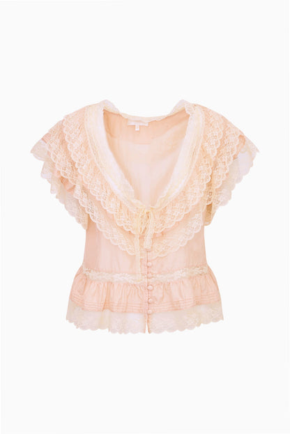 Persine Silk Ruffle Top