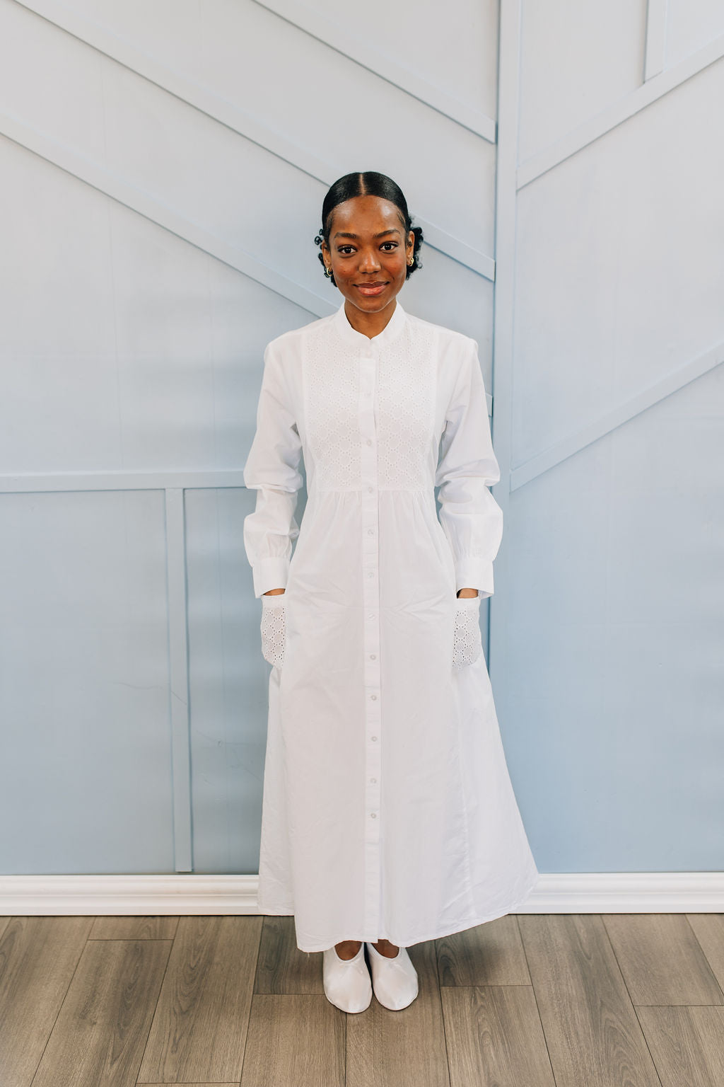 White Circle LDS Temple Dress-Petite