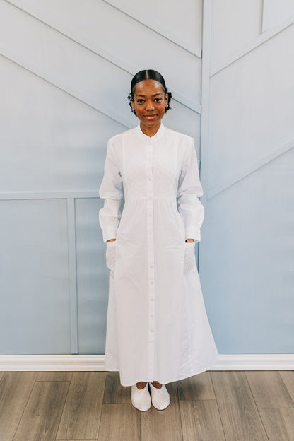 White Circle LDS Temple Dress-Petite