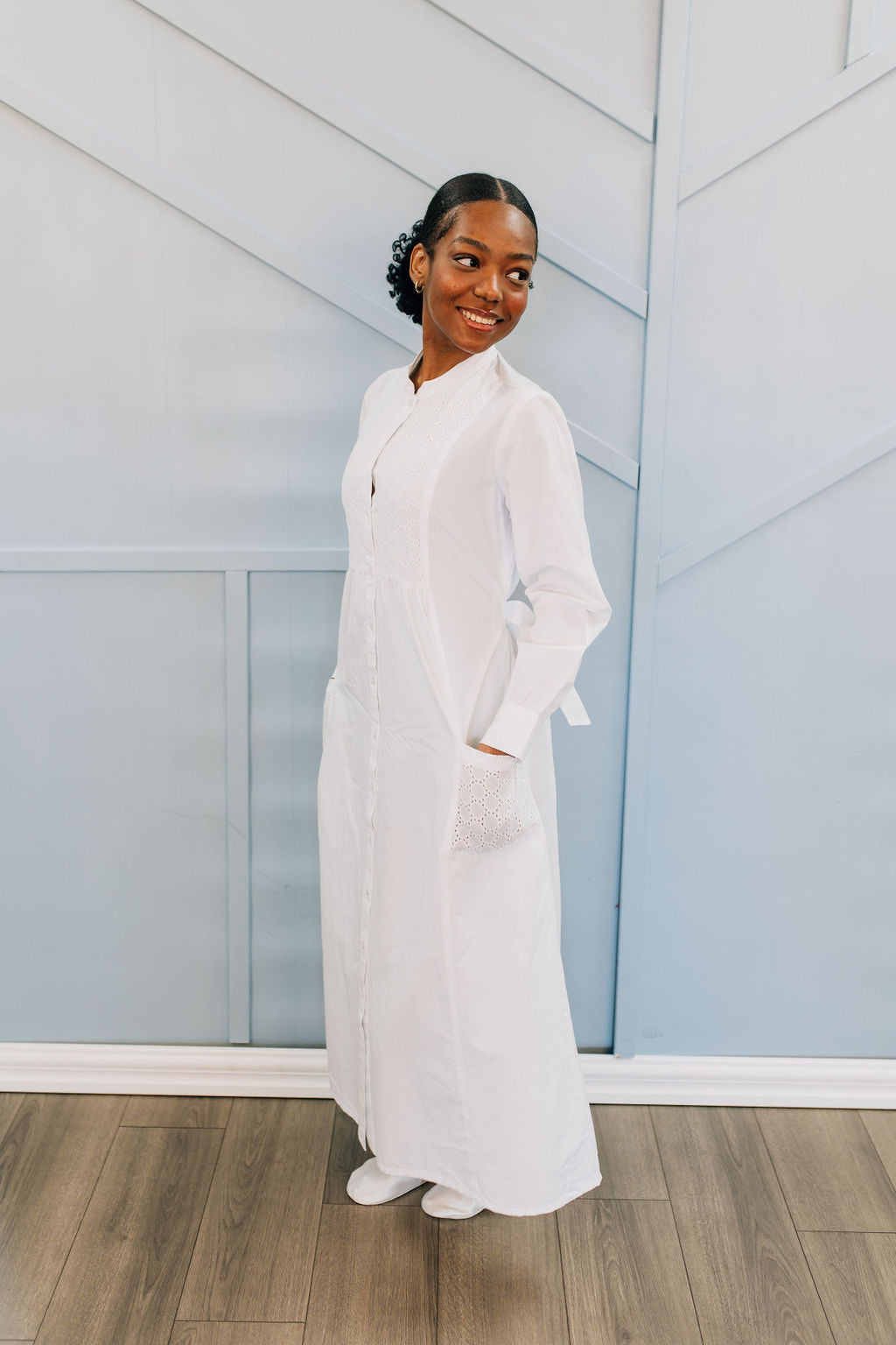 White Circle LDS Temple Dress-Petite