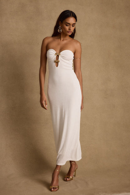 Rayne White Embellished Maxi Dress