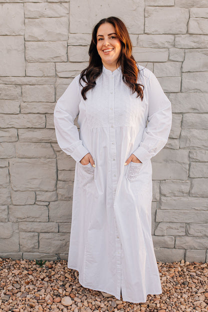 White Circle LDS Temple Dress