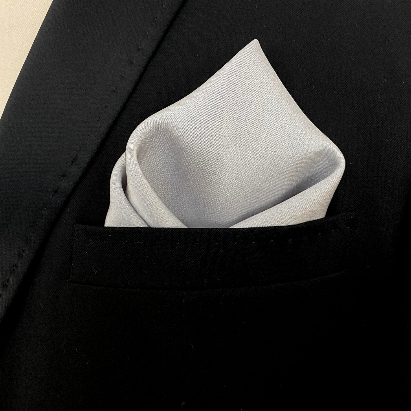 Silver Satin Pocket Square