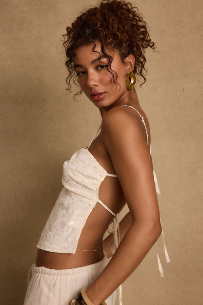 Silvia Ivory Sequin Top