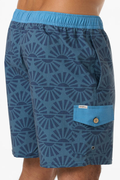 Hermosa Retro Elastic Waist 17" Swim Trunks