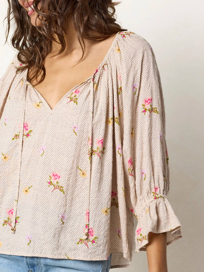 Magnolia Top - Pin Dot Prairie Cream