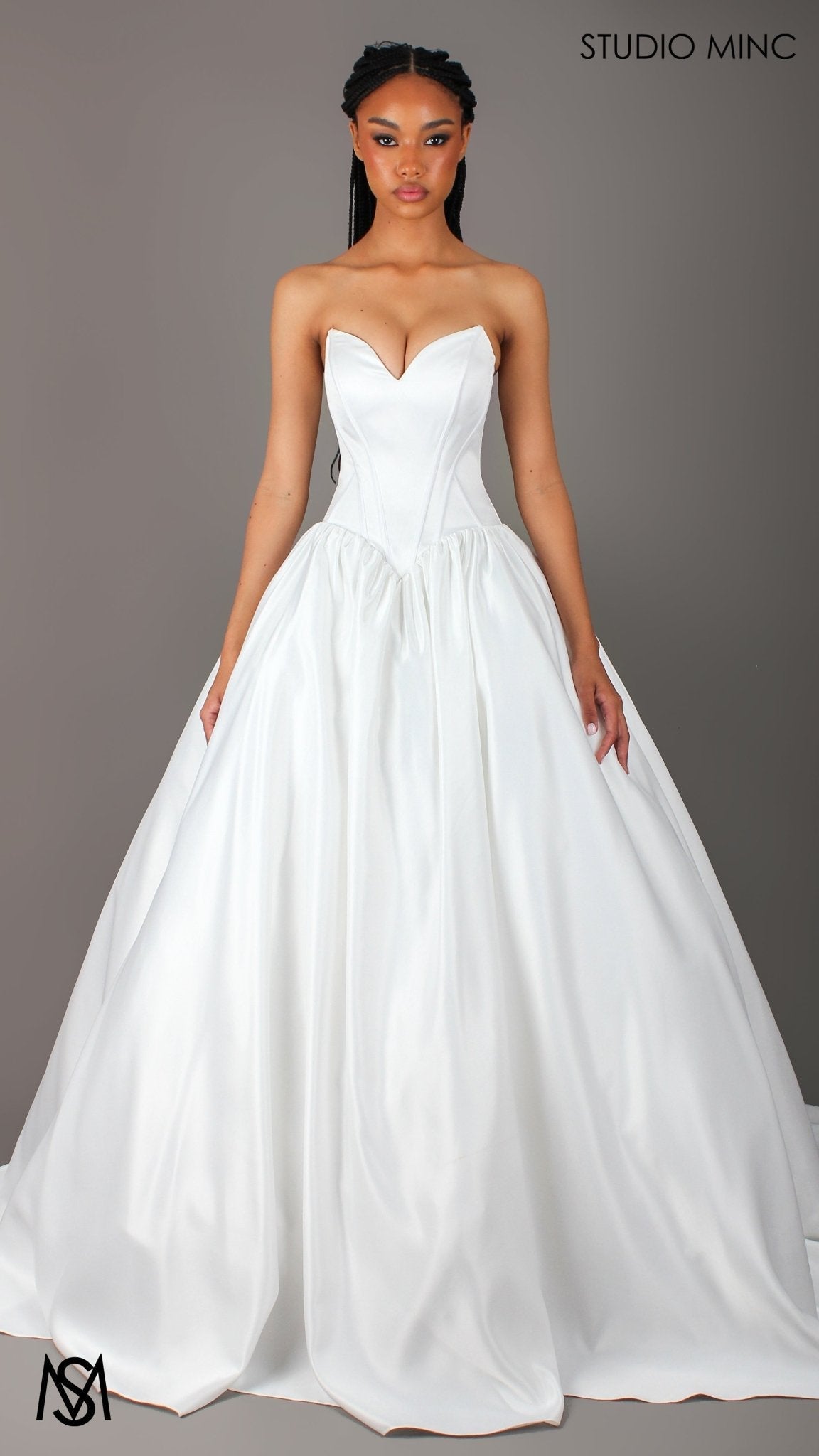 Bondi - Wedding Dress | Modern Strapless Drop Waist Corset lace up gown petticoat