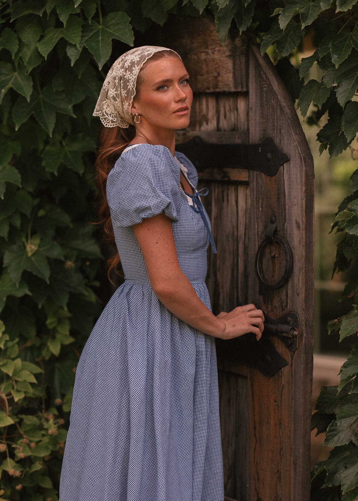 Giselle Micro Gingham Print Dress - Blue