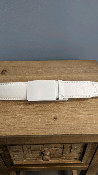 White Ratchet Temple Belt-White Solid Buckle