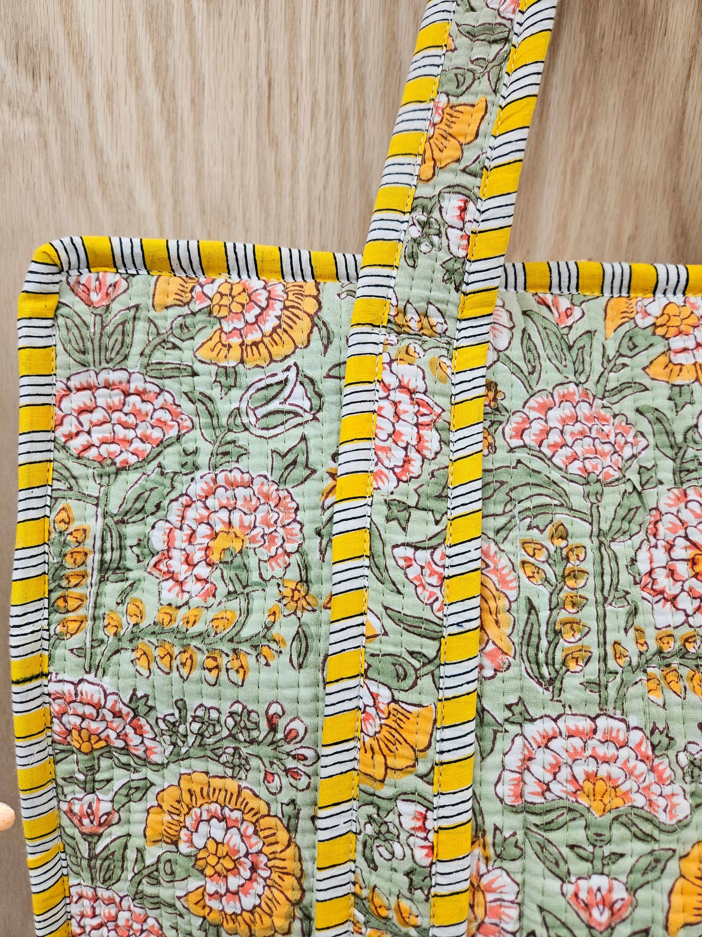 Green Floral Quilted Temple Bag