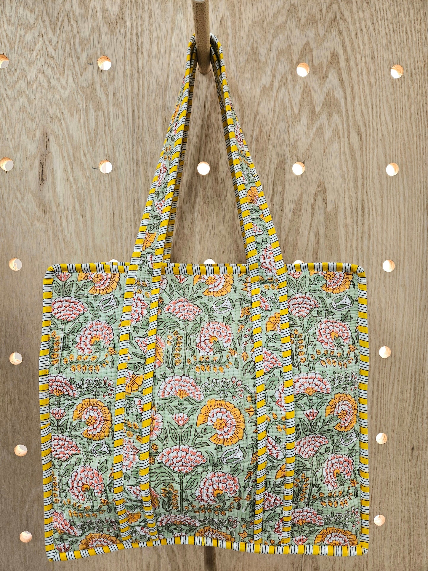 Green Floral Quilted Temple Bag