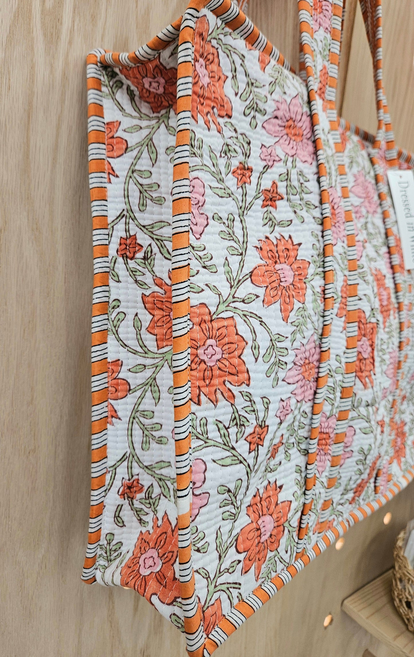 Orange Floral Quilted Temple Bag
