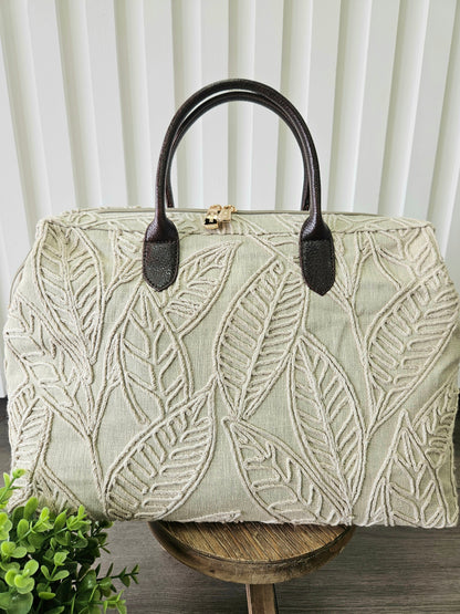 Beige Textured Temple Bag
