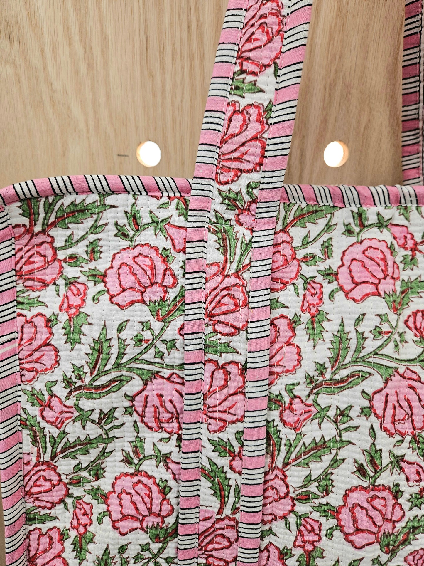 Pink and Green Floral Quilted Temple Bag