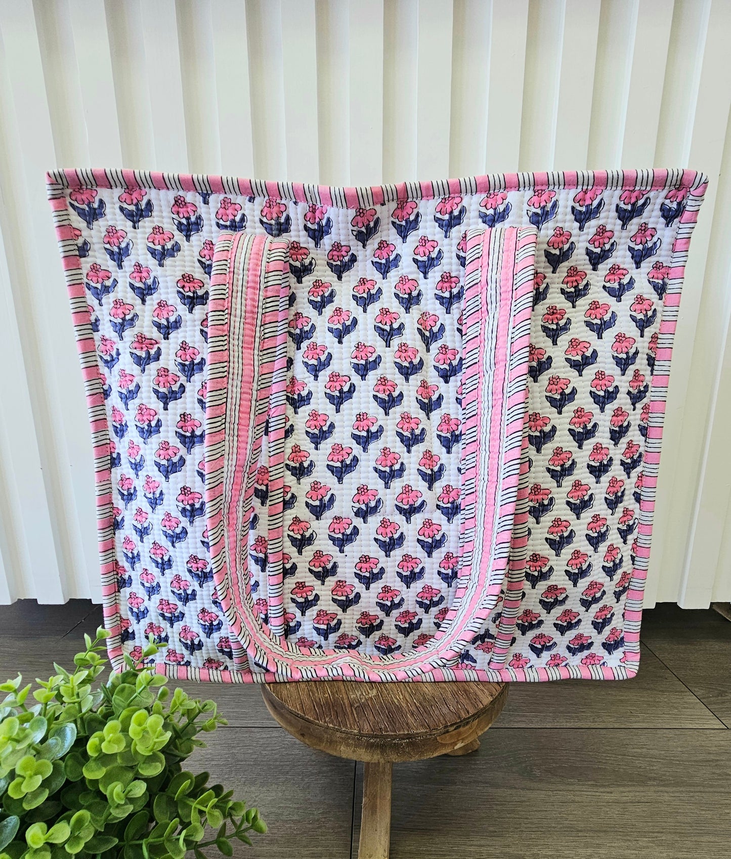 Pink and Blue Quilted Temple Bag