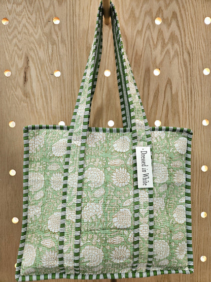 Green Quilted Temple Bag